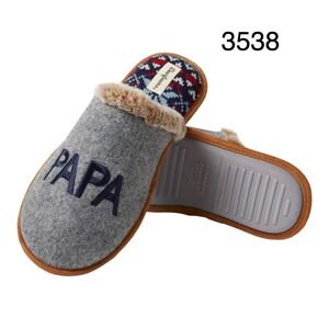 Dearfoams Mens Size 7 8 Small Slipper Gray Felted Papa Bear Fathers Day Slippers